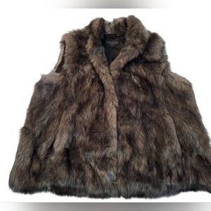 Donna Salyers' Fabulous Furs Faux Fur Grey Wolf Open Vest Size 2x